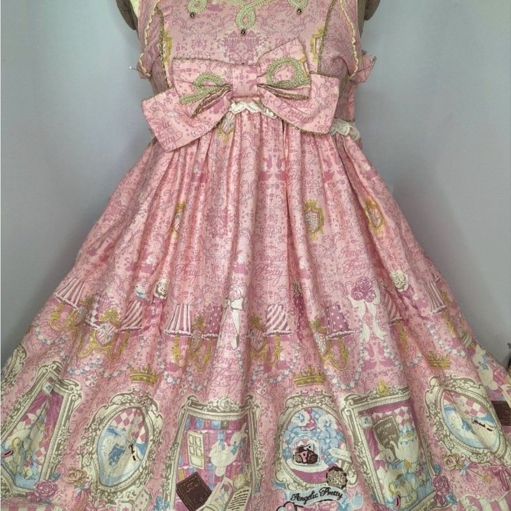 Angelic Pretty Replica Wonder Gallery JSK + Head Bow + Fork and Spoon Tights